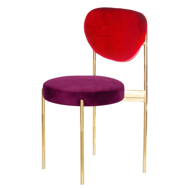 Gold mix TEMPO chair with BURGUNDIAN seat #327 and RED back #318