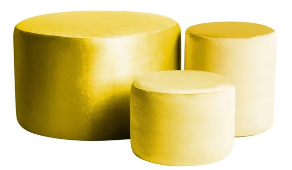 Set of 3 round NORMAN pouf, lemon color #314