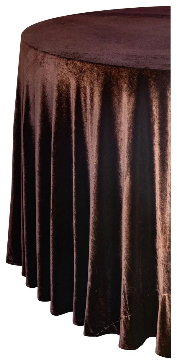 SHINY VELVET ROUND tablecloth ILER in chocolate #328