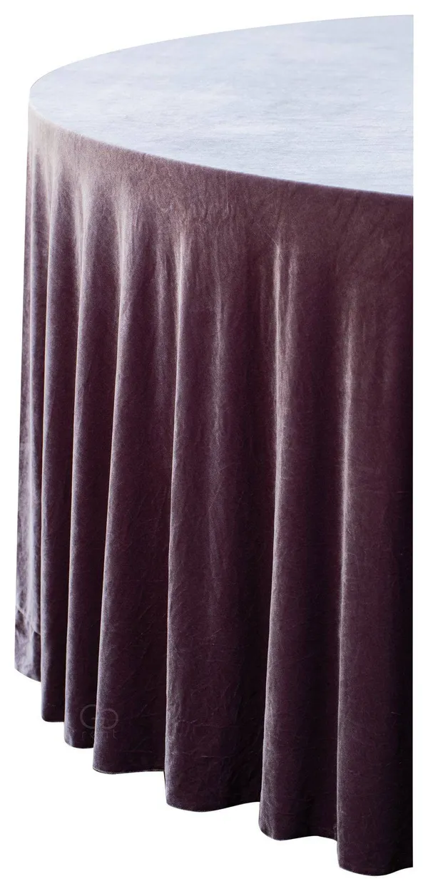 SHINY VELVET ROUND tablecloth ILER in dusty fig #319