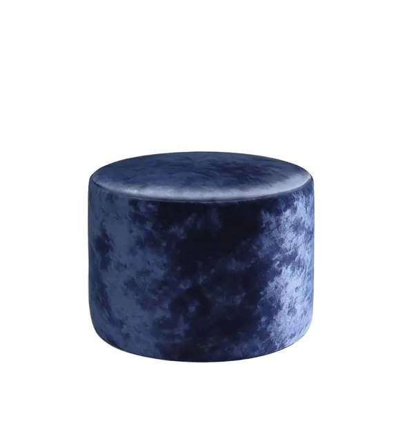 Shiny velvet small round NORMAN pouf, magic navy #827