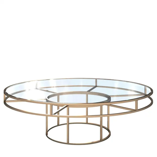 Gold round CORNELL KIDS table with clear glasstop