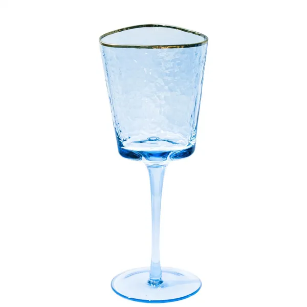 Blue EVANS glass with gold rim