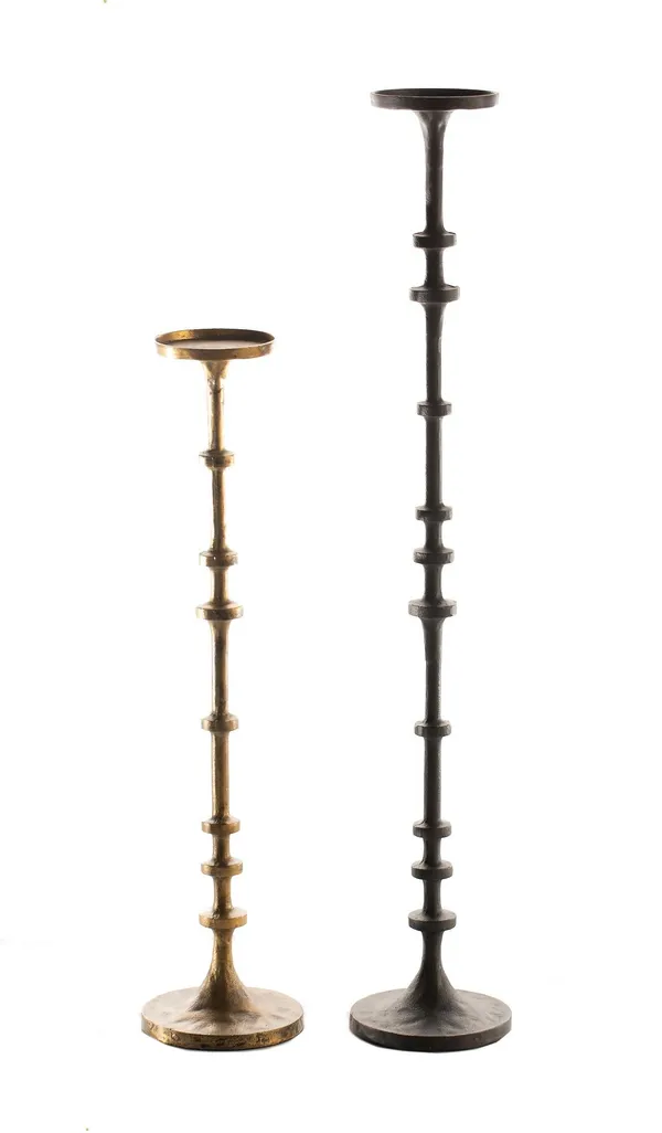 ANSELMI black and gold candleholders — striking modern duo for stylish tables.