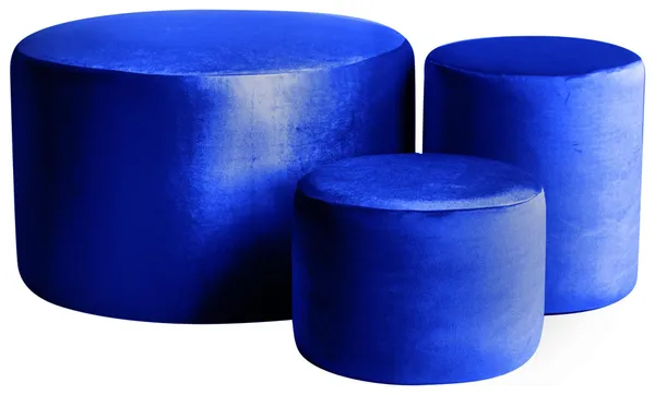 Set of 3 round NORMAN pouf, royal blue #346