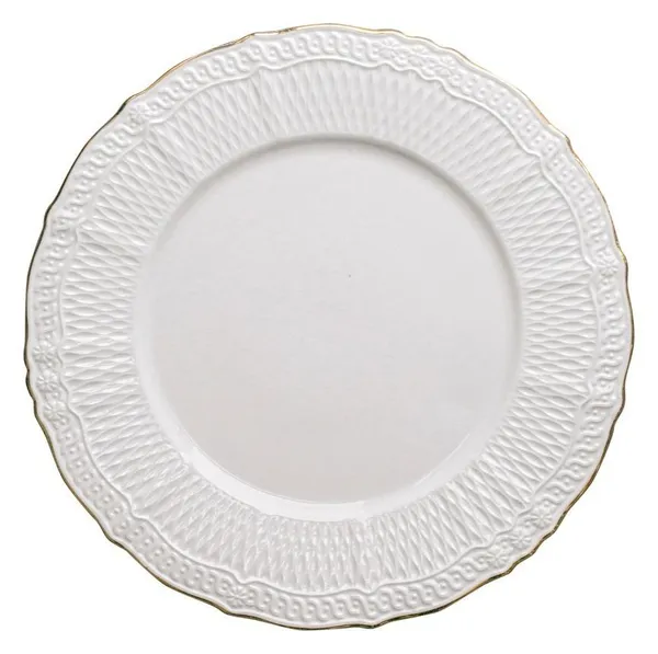 MATILLA white dining plate with gold rim