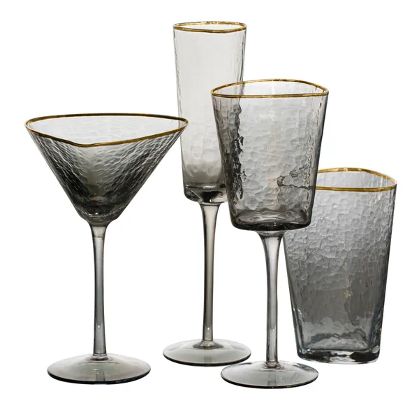 Smoke EVANS glass with gold rim, set of 4