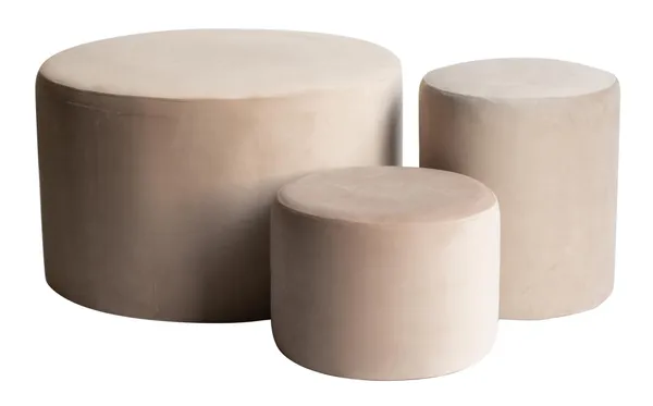 Set of 3 round NORMAN pouf, beige #403