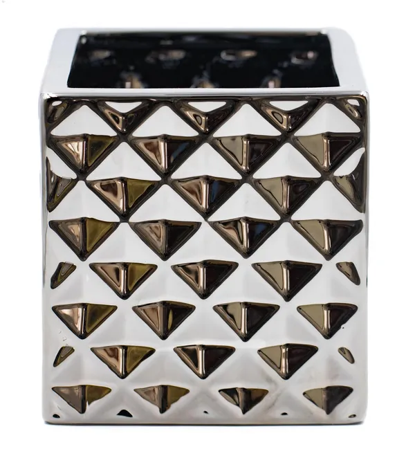 MILNES large ceramic vase — glossy geometric design, ideal for floral centerpieces and event styling.