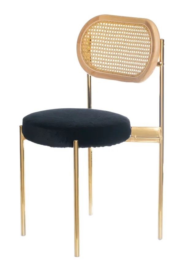 Mix RATTAN TEMPO gold chair with BLACK seat #332