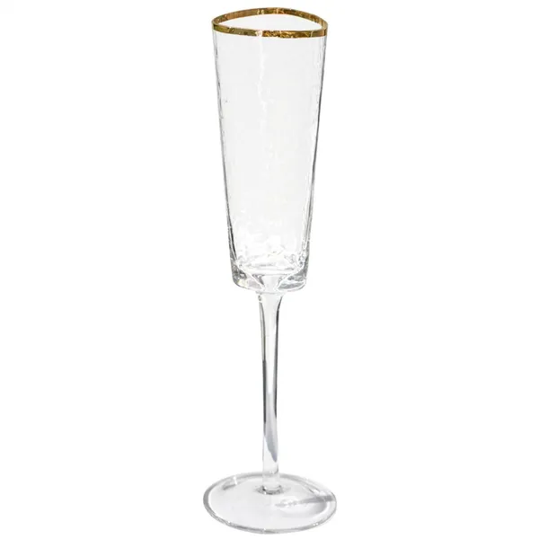 EVANS flute glass with gold rim