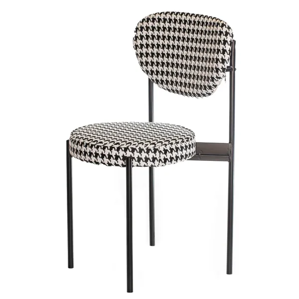Black TEMPO chair with PIED-DE-POUL back and seat