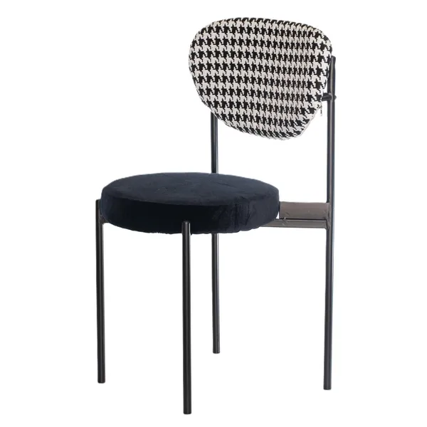 Black mix TEMPO chair with BLACK seat #332 and PIED-DE-POULE back