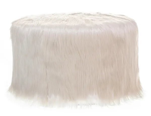 Round NORMAN FUR pouf – large, white fur #823