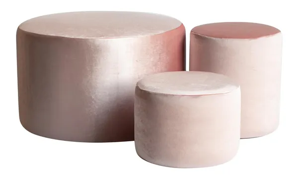 Set of 3 round NORMAN pouf, ice pink #303