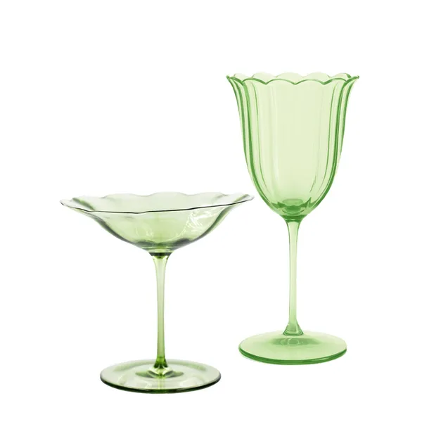 Green MUSSET glass, set of 2 with cocktail glass