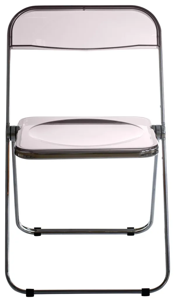 Light pink transparent folding chair with a chrome frame — compact, lightweight, and ideal for modern event setups.