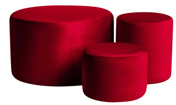 Set of 3 round NORMAN pouf, cherry color #342