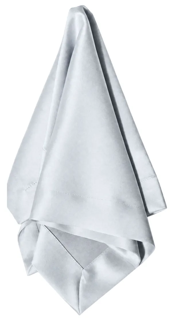 Steel gray satin accord napkin with French corner | Go Rent