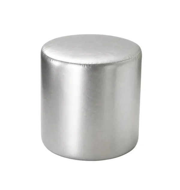 Medium round NORMAN pouf, silver
