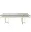 Gold rectangular CORNELL table with white plastic shelve and clear glass top