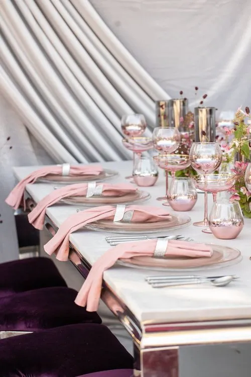 Burgundy Accents at a Rectangular Table