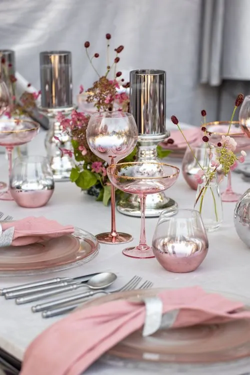 Burgundy Accents at a Rectangular Table