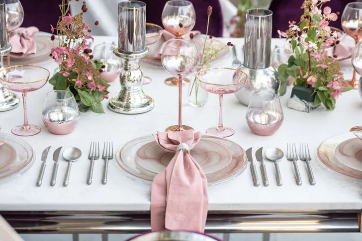 Burgundy Accents at a Rectangular Table