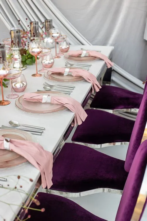 Burgundy Accents at a Rectangular Table