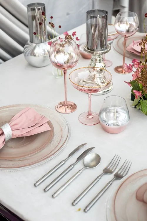 Burgundy Accents at a Rectangular Table