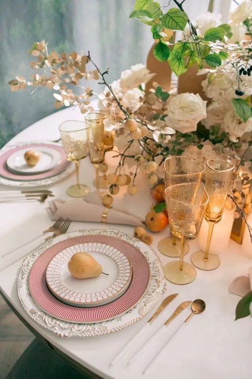 Round Table — Saffron Glow & Pear Accents