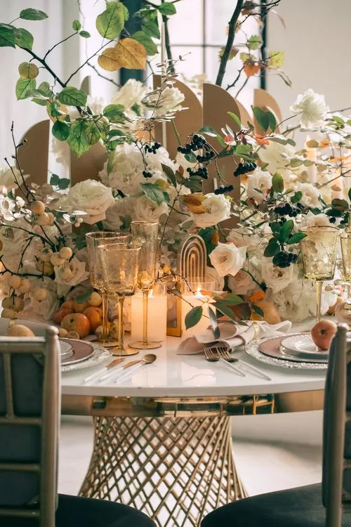Round Table — Saffron Glow & Pear Accents