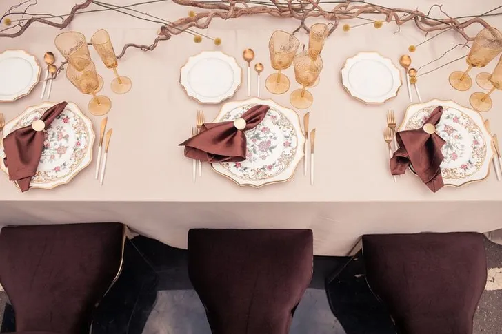 The Rectangular Table in Gold & Chocolate