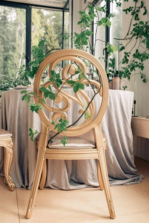 Artist’s Studio Setting — Round Table & Carved Chairs