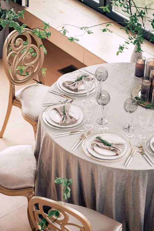 Artist’s Studio Setting — Round Table & Carved Chairs