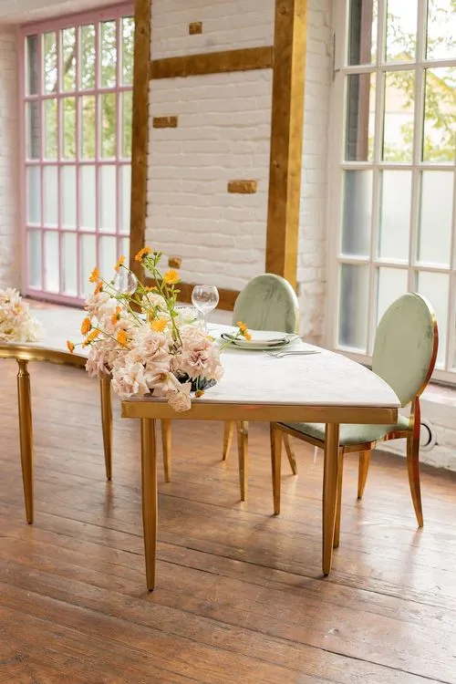 Beige wave table for two