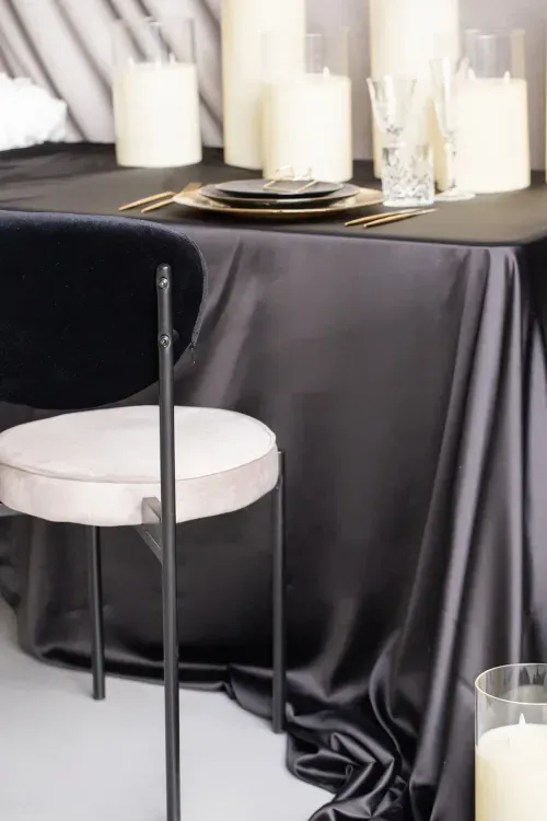 Black and gold table setting