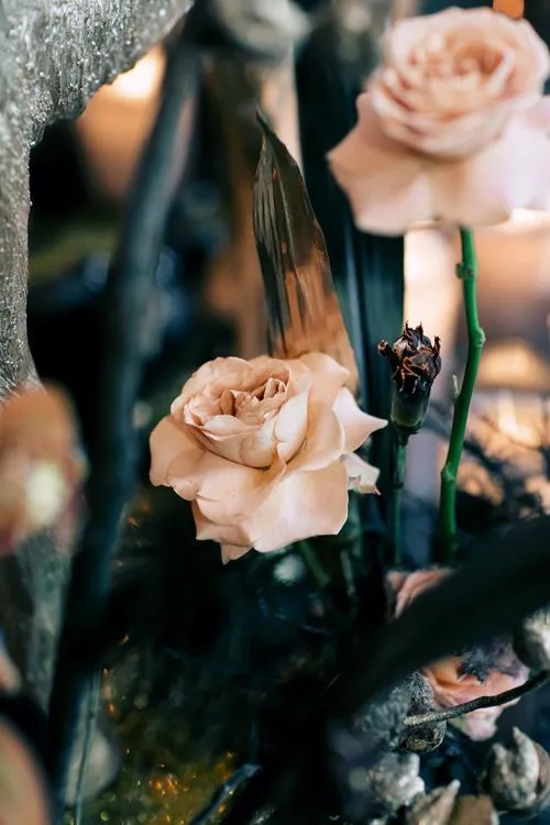 Black-Gold Elegance — Round Table with Candles, Caviar