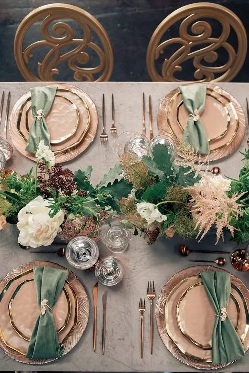 Black-Tie Gala — Rectangular Table, Gold Highlights