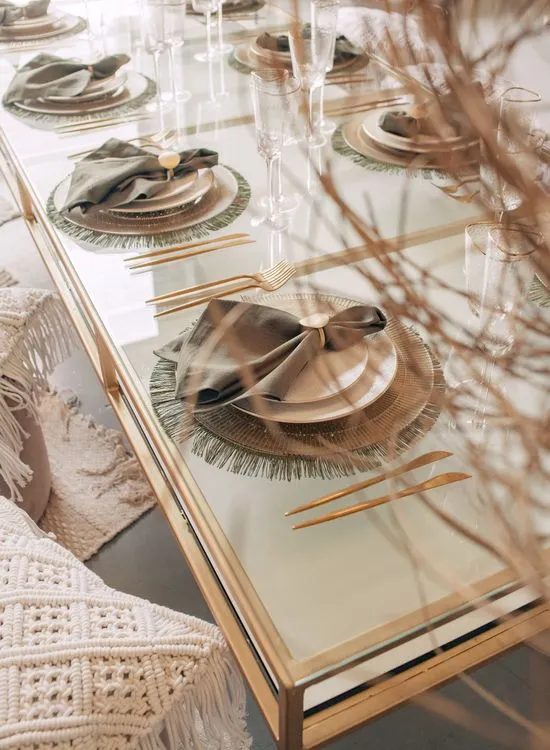 Boho Dinner on Cushions & Poufs — Rectangular Table