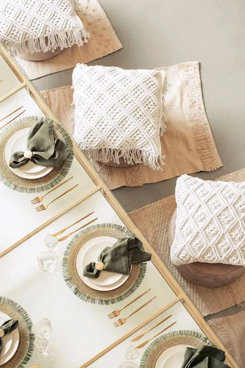 Boho Dinner on Cushions & Poufs — Rectangular Table