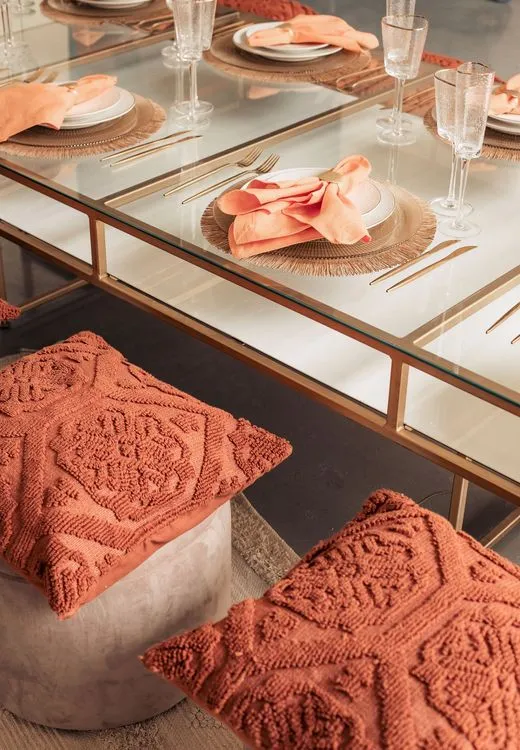 Boho Dinner on Cushions & Poufs — Rectangular Table