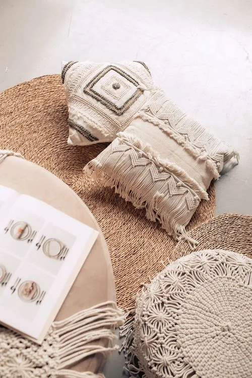 Boho lounge with ottomans