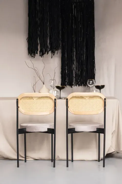 Boho set at a rectangular table