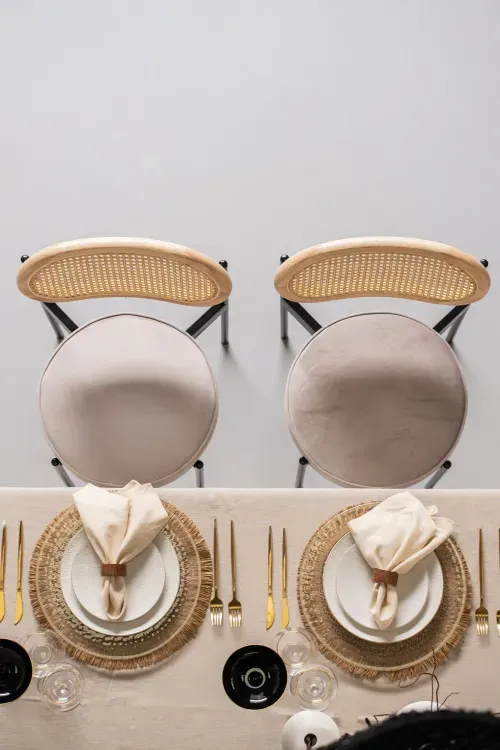 Boho set at a rectangular table