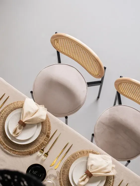 Boho set at a rectangular table