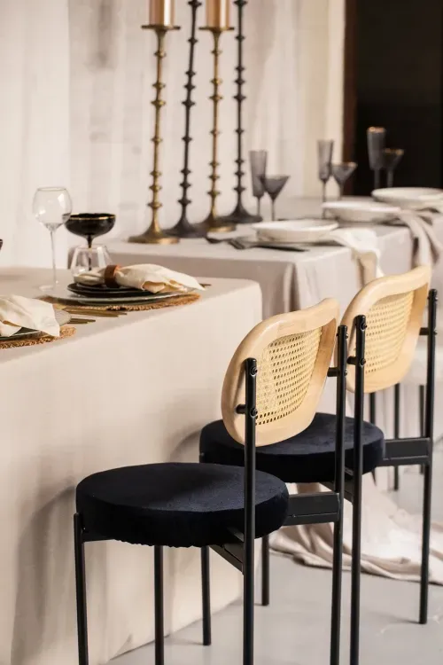 Boho set at a rectangular table