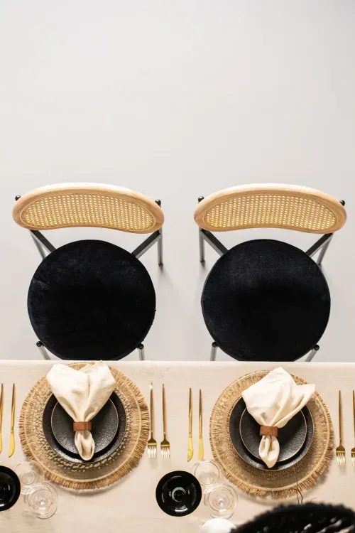 Boho set at a rectangular table