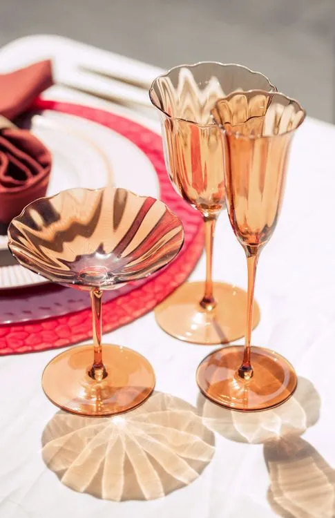 Caramel-Red Bloom Glassware — Bone China, Iconic Panton Chair