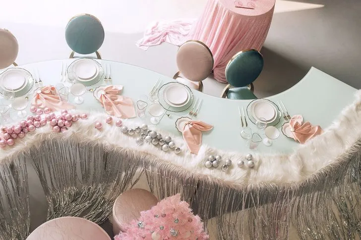 Christmas Caramel Pastels on a Serpentine Table